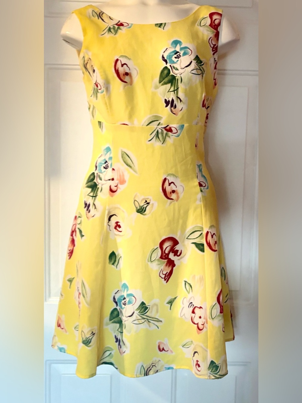 Vintage Blondie and Me Floral Yellow Sundress Ties at back w/zipper